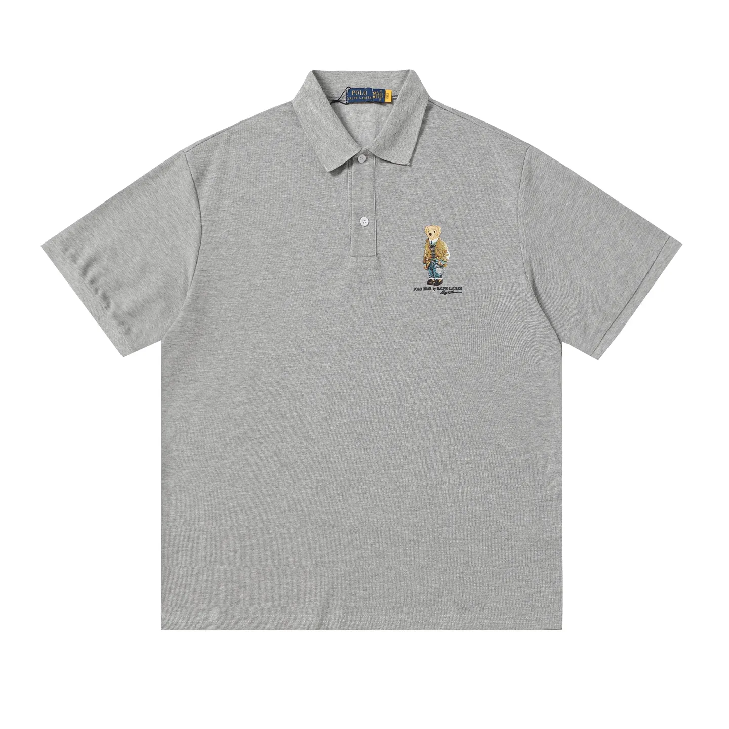 P156 Style number: A016 [Ralph Lauren classic bear print Polo shirt] ✅250 grams of fine cotton pique fabric, custom-woven and dyed threads ✅Original stickers Scan the QR code to enter the official website ✅Large version, loose and stylish, can wear up to 210 pounds Color: black, white, navy, blue, sky blue, dark gray, floral gray Size: S-XL